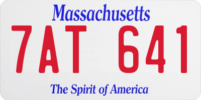 MA license plate 7AT641