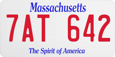 MA license plate 7AT642