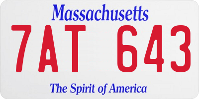MA license plate 7AT643