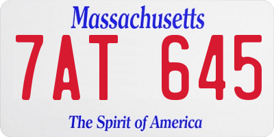 MA license plate 7AT645