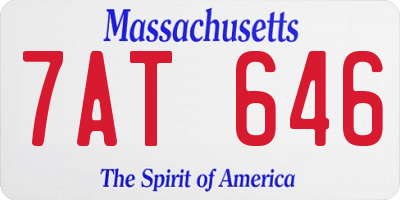 MA license plate 7AT646