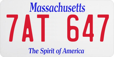 MA license plate 7AT647