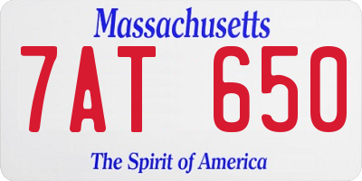 MA license plate 7AT650