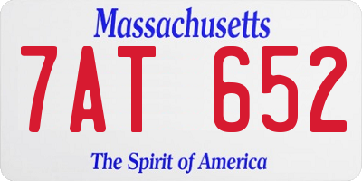 MA license plate 7AT652