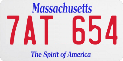 MA license plate 7AT654