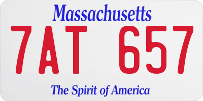 MA license plate 7AT657