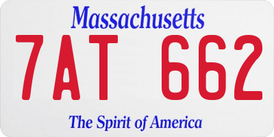 MA license plate 7AT662