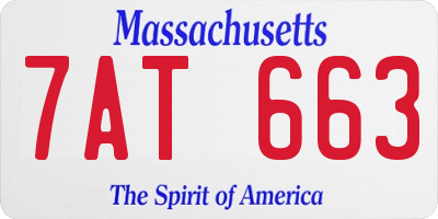 MA license plate 7AT663