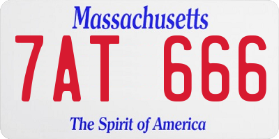 MA license plate 7AT666
