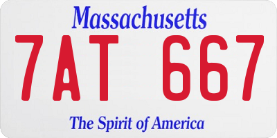 MA license plate 7AT667