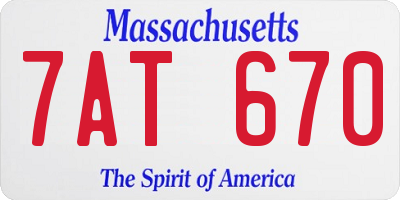 MA license plate 7AT670