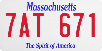 MA license plate 7AT671