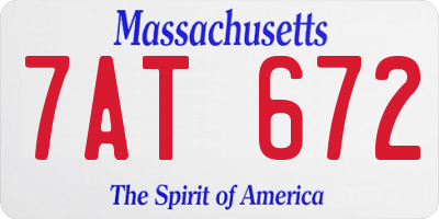 MA license plate 7AT672