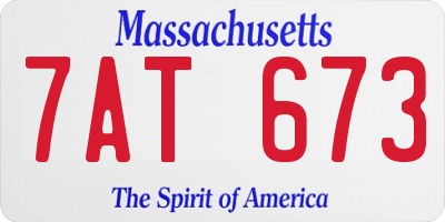MA license plate 7AT673