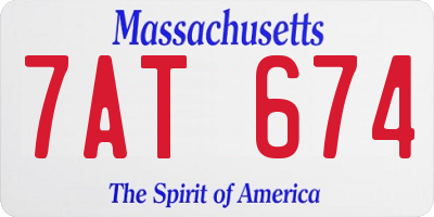 MA license plate 7AT674