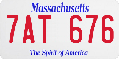 MA license plate 7AT676