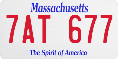 MA license plate 7AT677