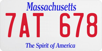 MA license plate 7AT678