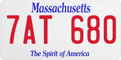 MA license plate 7AT680