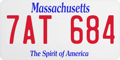 MA license plate 7AT684