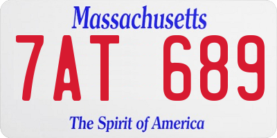 MA license plate 7AT689