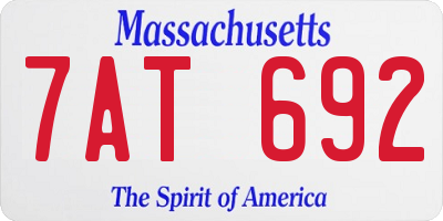 MA license plate 7AT692