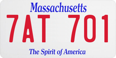 MA license plate 7AT701