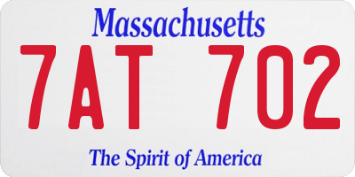 MA license plate 7AT702