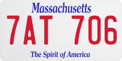 MA license plate 7AT706