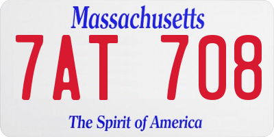 MA license plate 7AT708