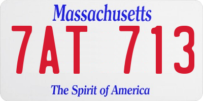 MA license plate 7AT713