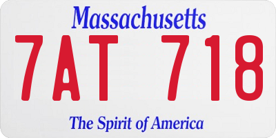 MA license plate 7AT718