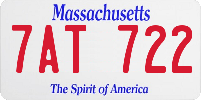 MA license plate 7AT722