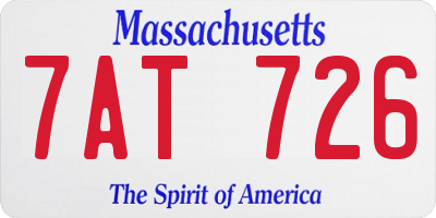 MA license plate 7AT726