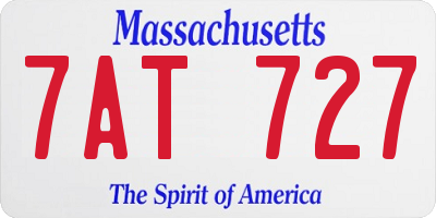 MA license plate 7AT727