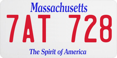 MA license plate 7AT728