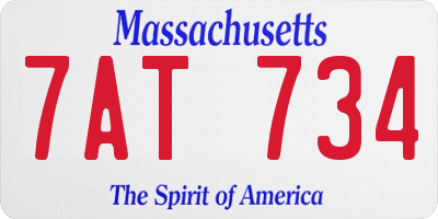MA license plate 7AT734
