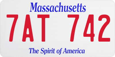 MA license plate 7AT742