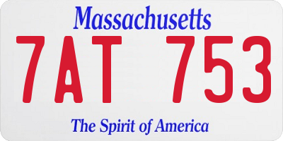 MA license plate 7AT753