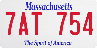MA license plate 7AT754