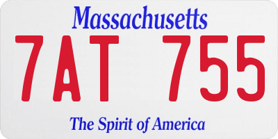 MA license plate 7AT755