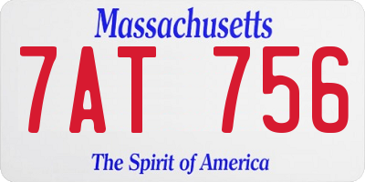 MA license plate 7AT756
