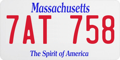 MA license plate 7AT758