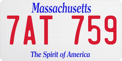 MA license plate 7AT759