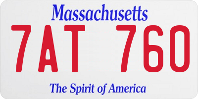 MA license plate 7AT760