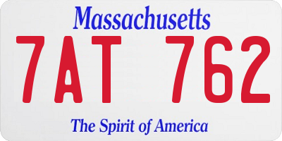MA license plate 7AT762