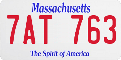 MA license plate 7AT763