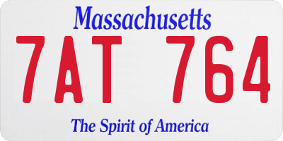 MA license plate 7AT764