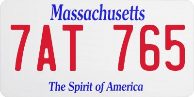 MA license plate 7AT765