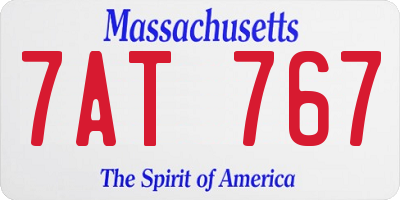 MA license plate 7AT767